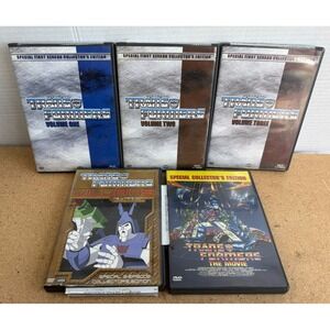 Lot of 5 TRANSFORMERS DVD's Vol. 1-3 & Villains, The Movie Vintage